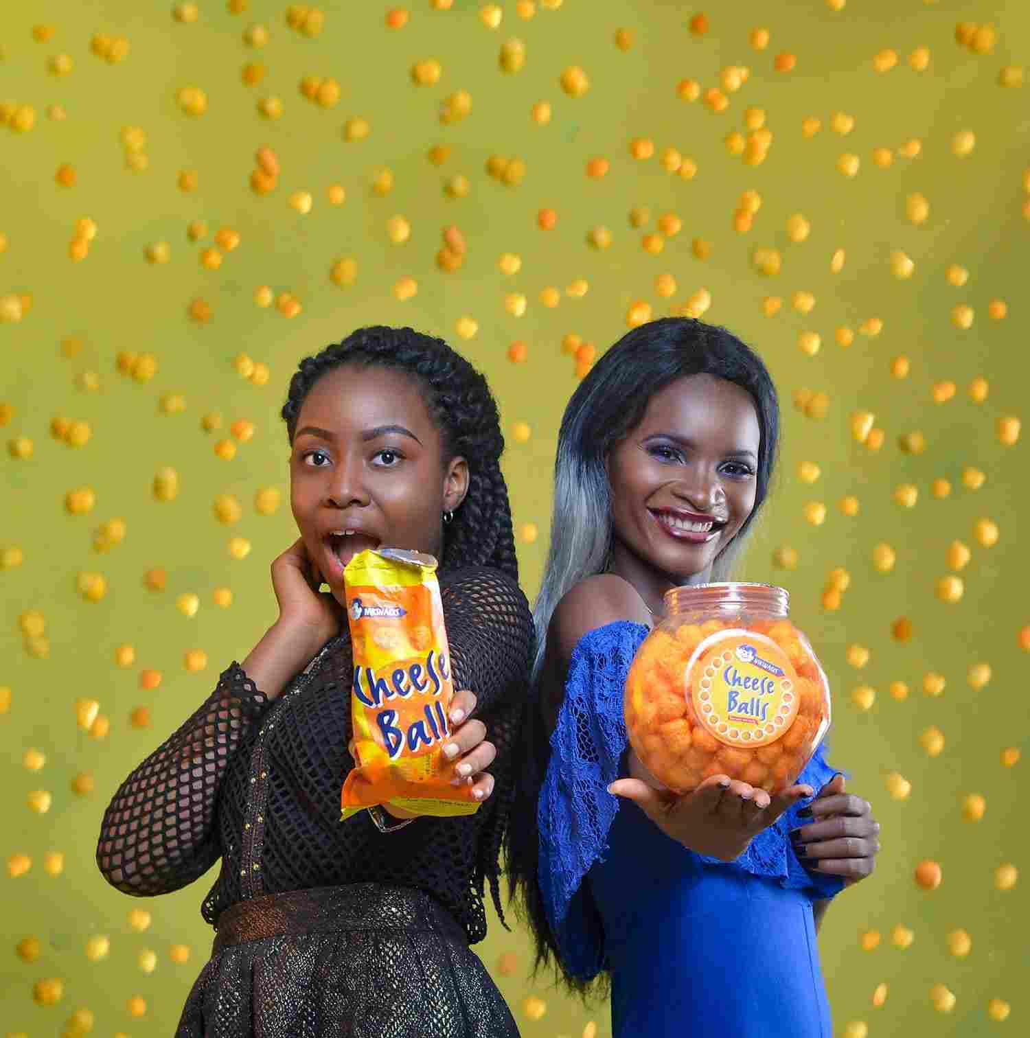 Models holding product